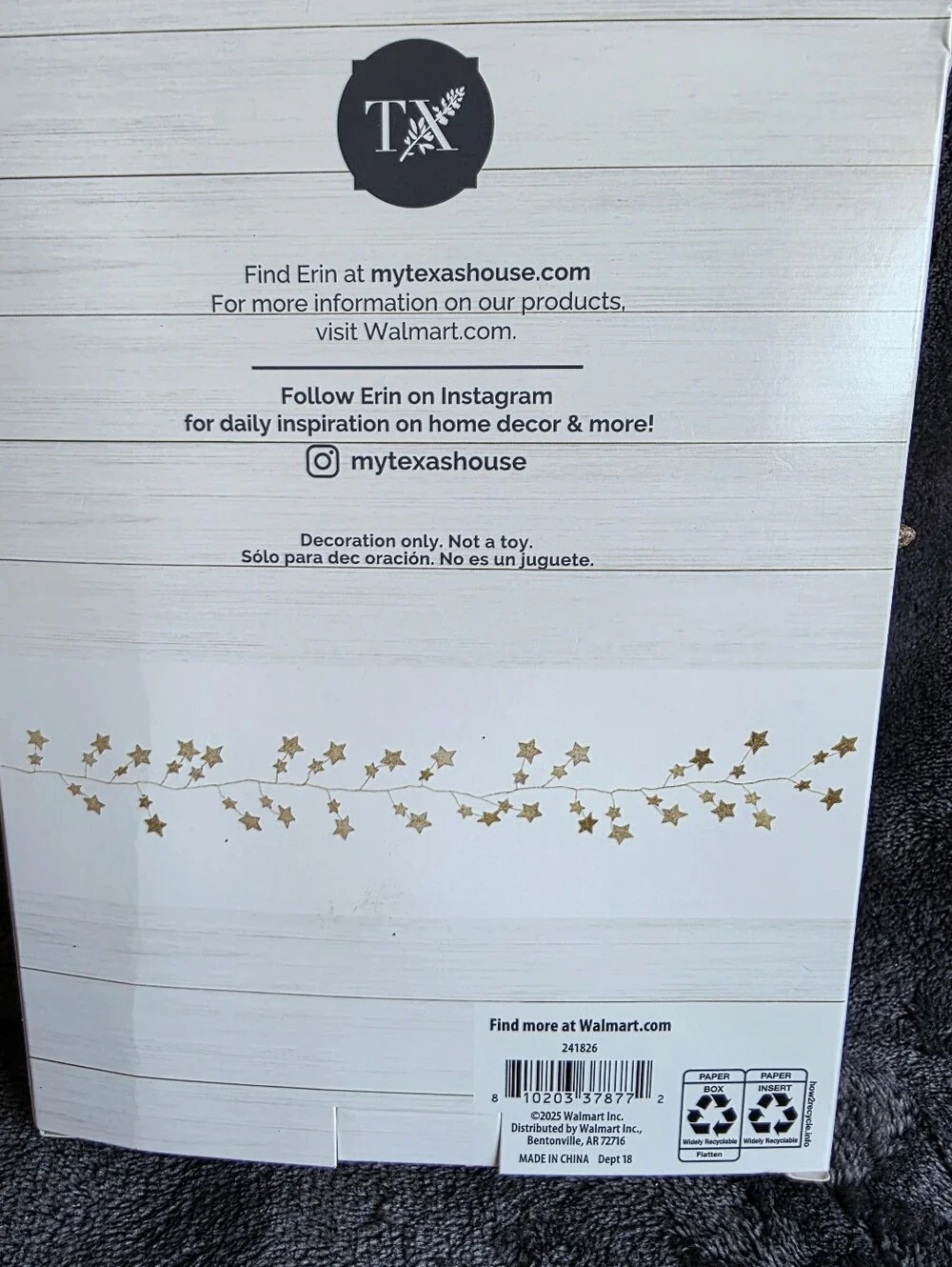 New Glitter gold Star Garland 6' by My Texas House, patriotic 4th of July